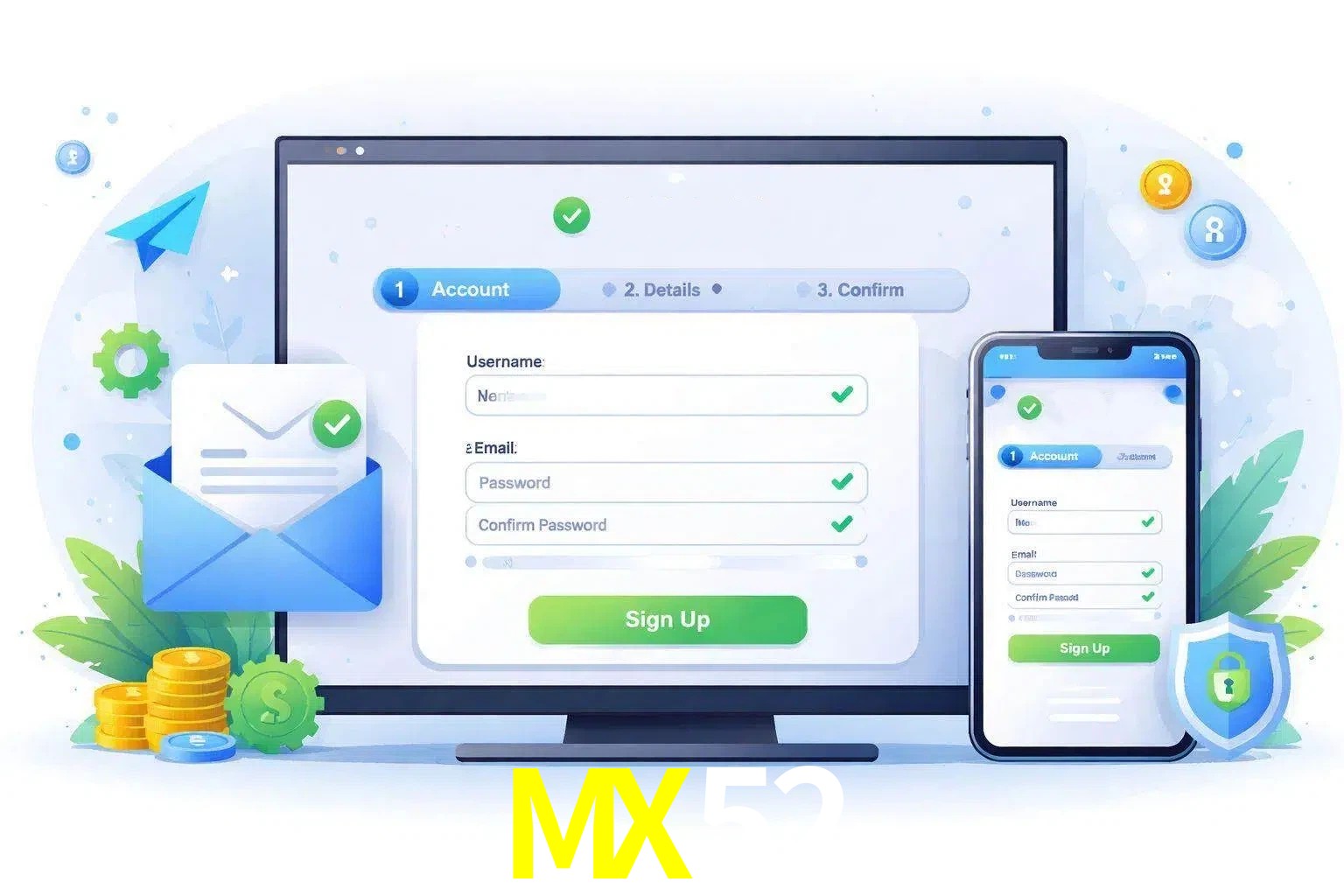 Registro de nuevo usuario y configuración de cuenta MX52
